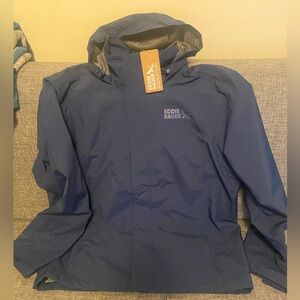 Eddie Bauer Mr Packable Rainfoil Jacket Blue NWT